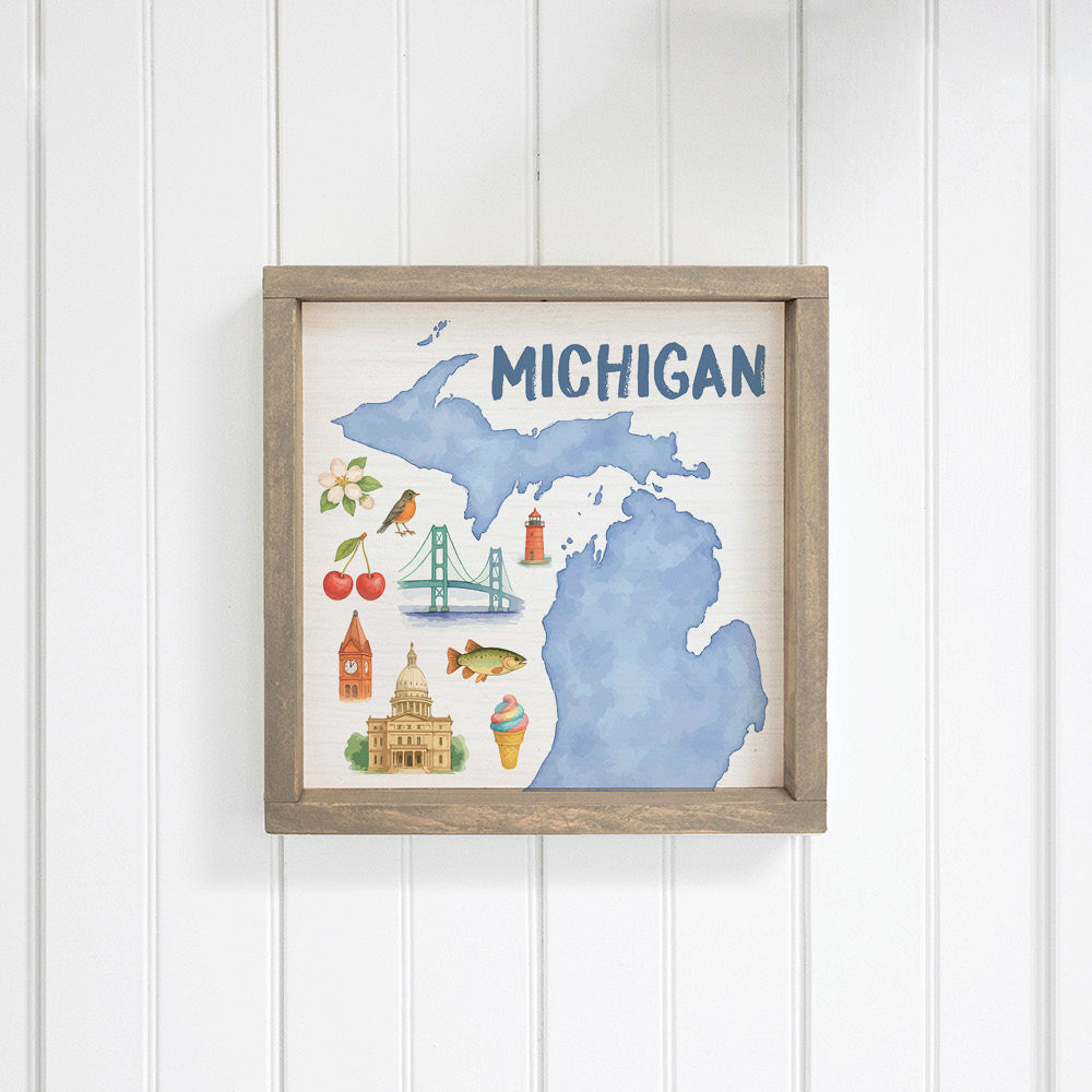 Michigan State Icons Wall Art