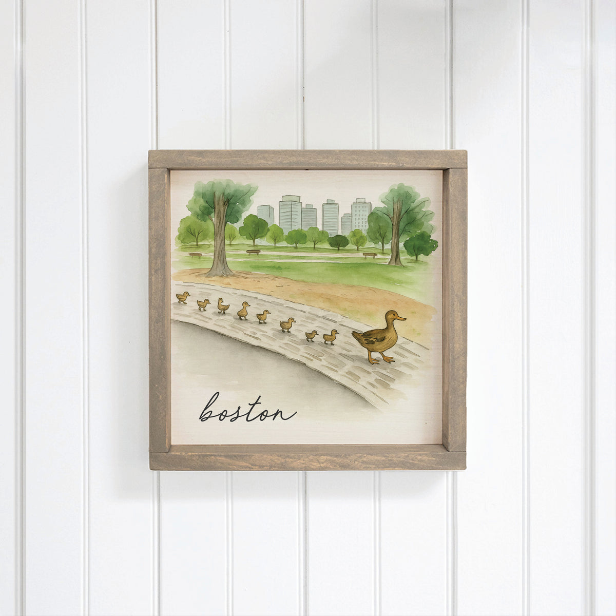 Boston Watercolor Ducklings Wall Art