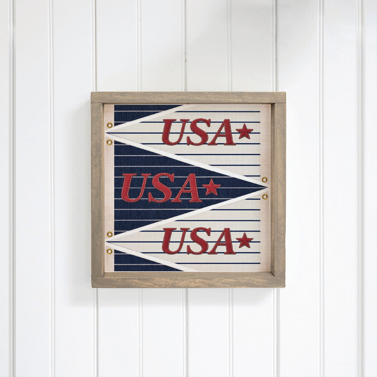USA Navy Striped Star Banner Wall Art