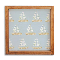 Repeating Hydrangea Sailboat 12" x 12" Wall Art