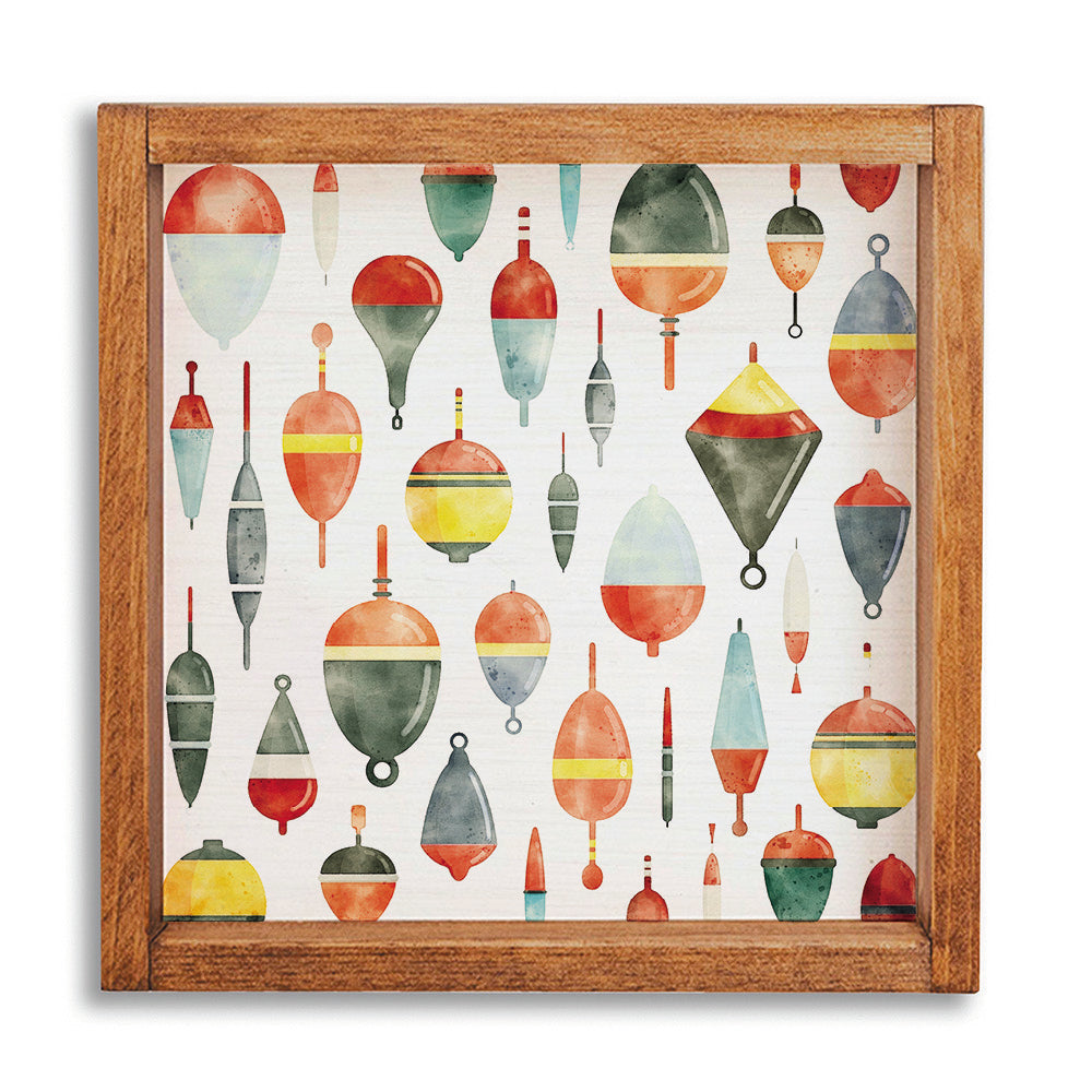 Watercolor Buoys 12" x 12" Framed Wall Art