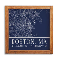 Boston City Grid Coordinates Wall Art