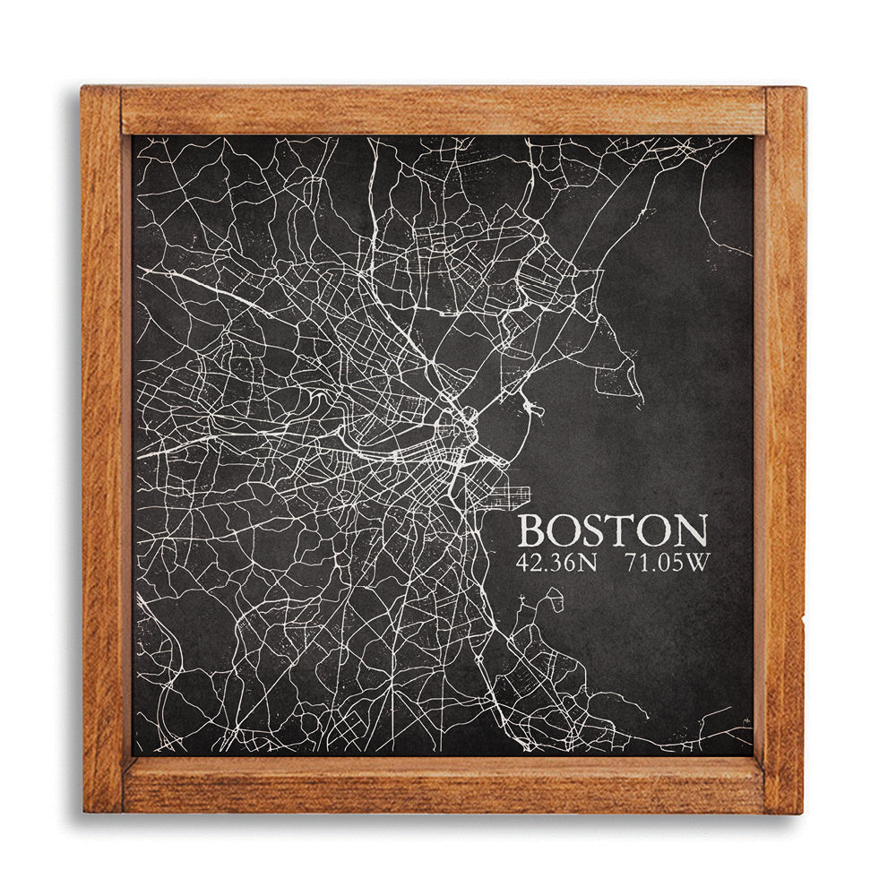 Boston Charcoal City Grid Wall Art