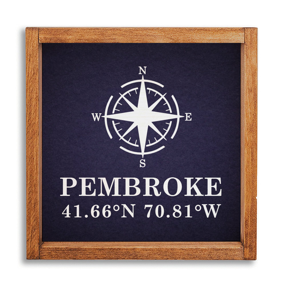 Compass + Coordinates 12" x 12" Personalized Wall Art