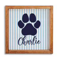Striped Blue Paw Personalized Wall Art