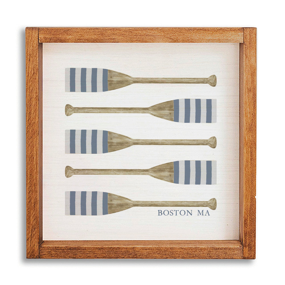 Striped Oars 12" x 12" Personalized Wall Art