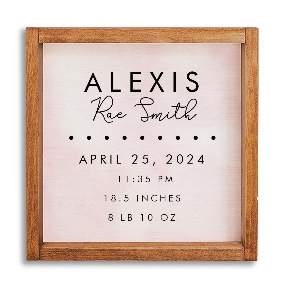 Birth Announcement 12" x 12" Personalized Wall Art
