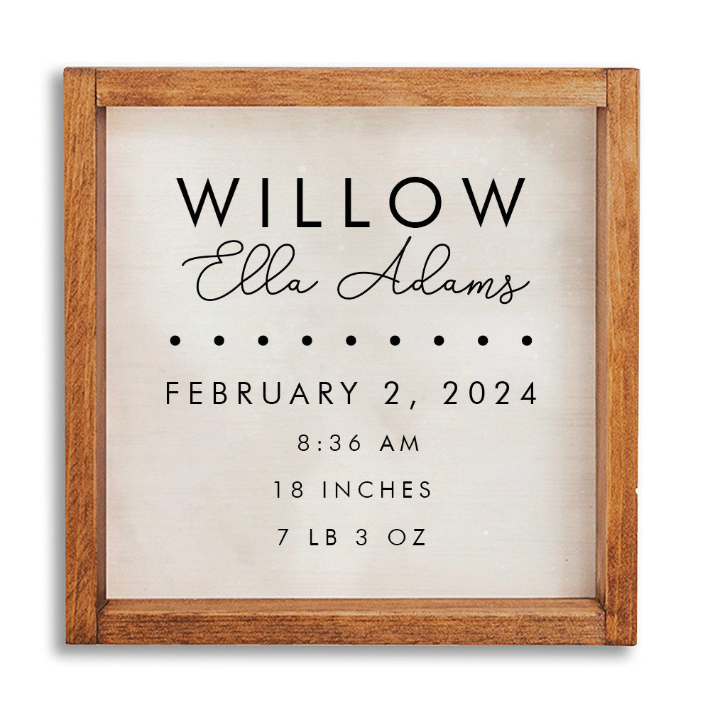 Birth Announcement 12" x 12" Personalized Wall Art