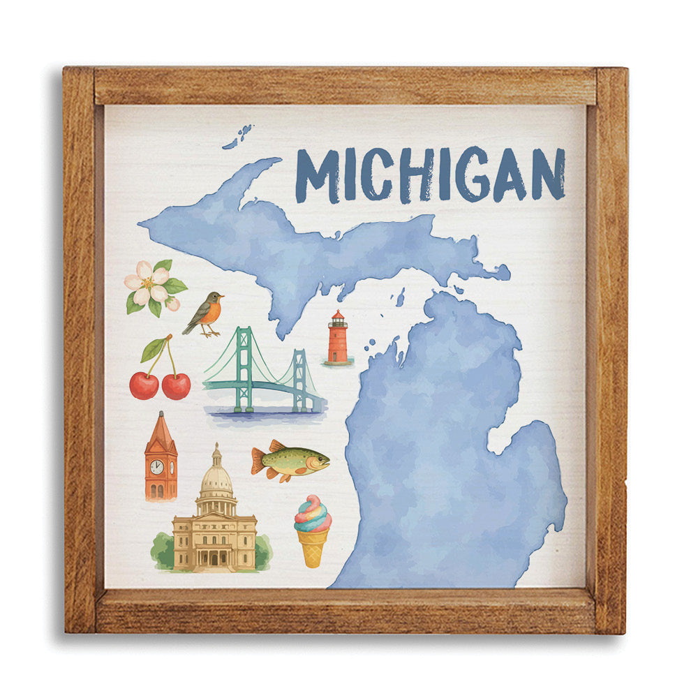 Michigan State Icons Wall Art