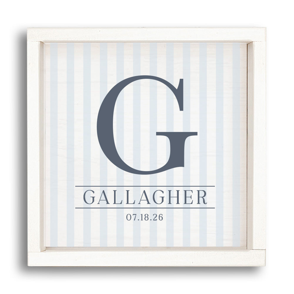 Initial Striped Personalized Wall Art