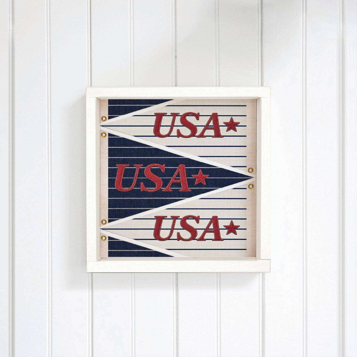 USA Navy Striped Star Banner Wall Art