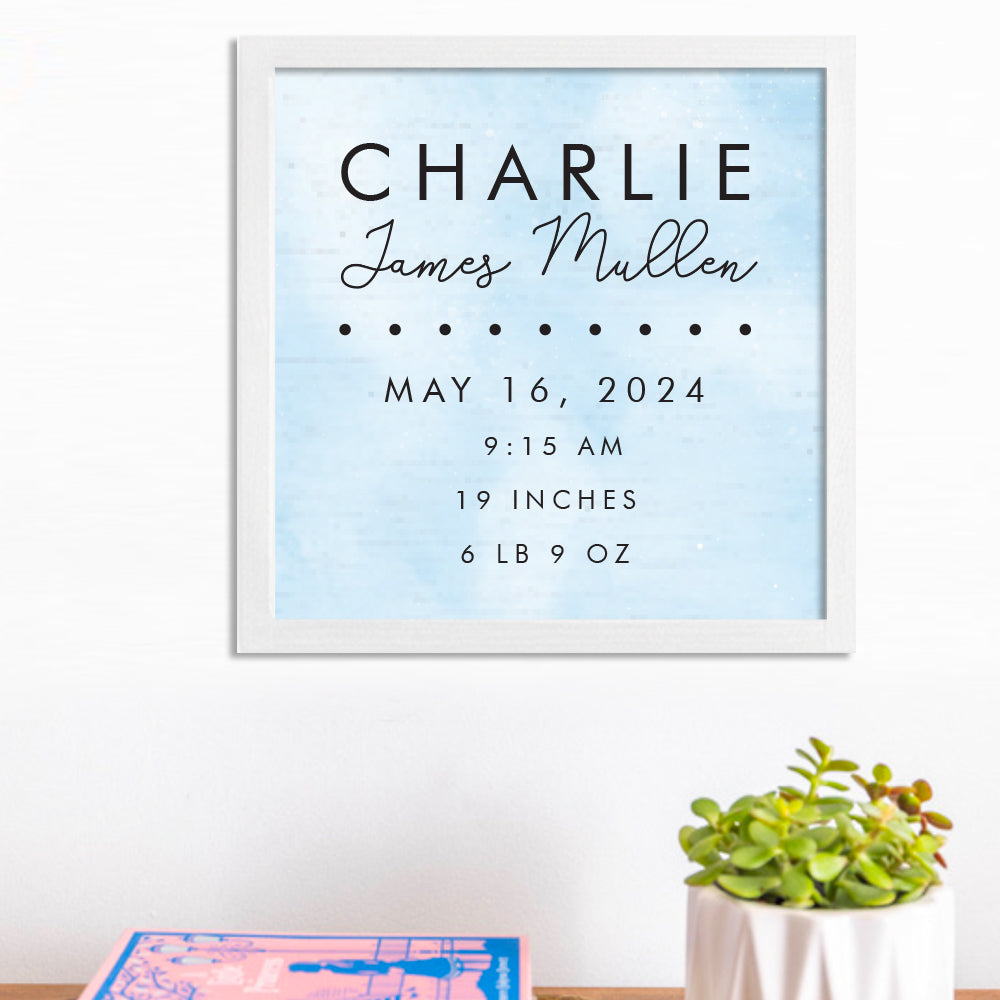 Birth Announcement 12" x 12" Personalized Wall Art