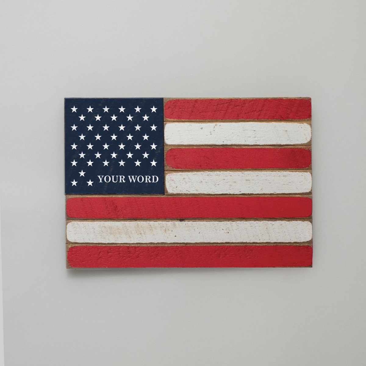 Classic With Name Lower Corner Personalized Wooden American Flag