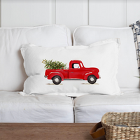 Christmas Tree Truck Lumbar Pillow