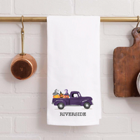 Jack-O-Lantern Truck Personalized Tea Towel