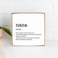 Nana Definition Square Block Sign