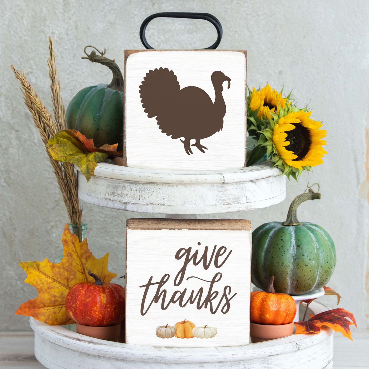 Give Thanks Square Block Sign