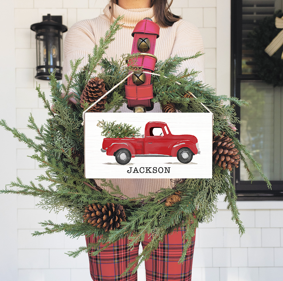 Personalized Christmas Tree Truck Twine Sign