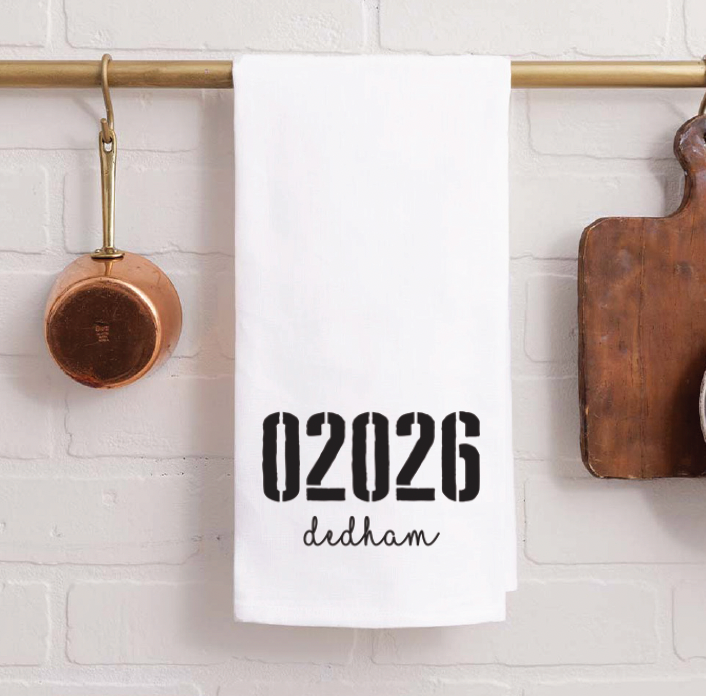 Zip Code & City Personalized Tea Towel