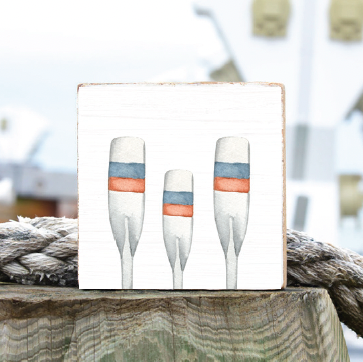 Watercolor Oars Wood Block