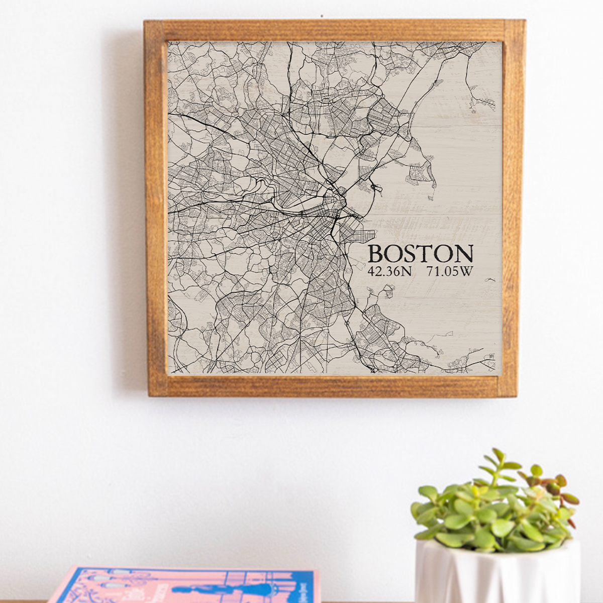 Boston Neutral City Map Wall Art