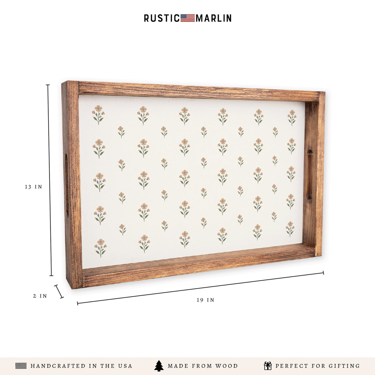 Floral Block Print Serving Tray