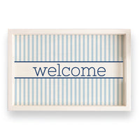 Light Blue Stripes Personalized Serving Tray