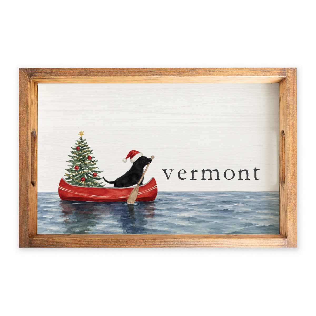 Christmas Dog Canoe Personalized Serving Tray