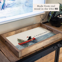 Christmas Dog Canoe Personalized Serving Tray