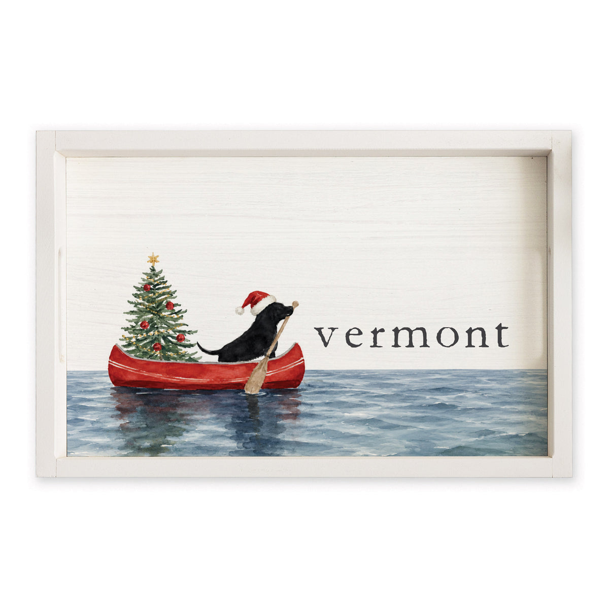 Christmas Dog Canoe Personalized Serving Tray