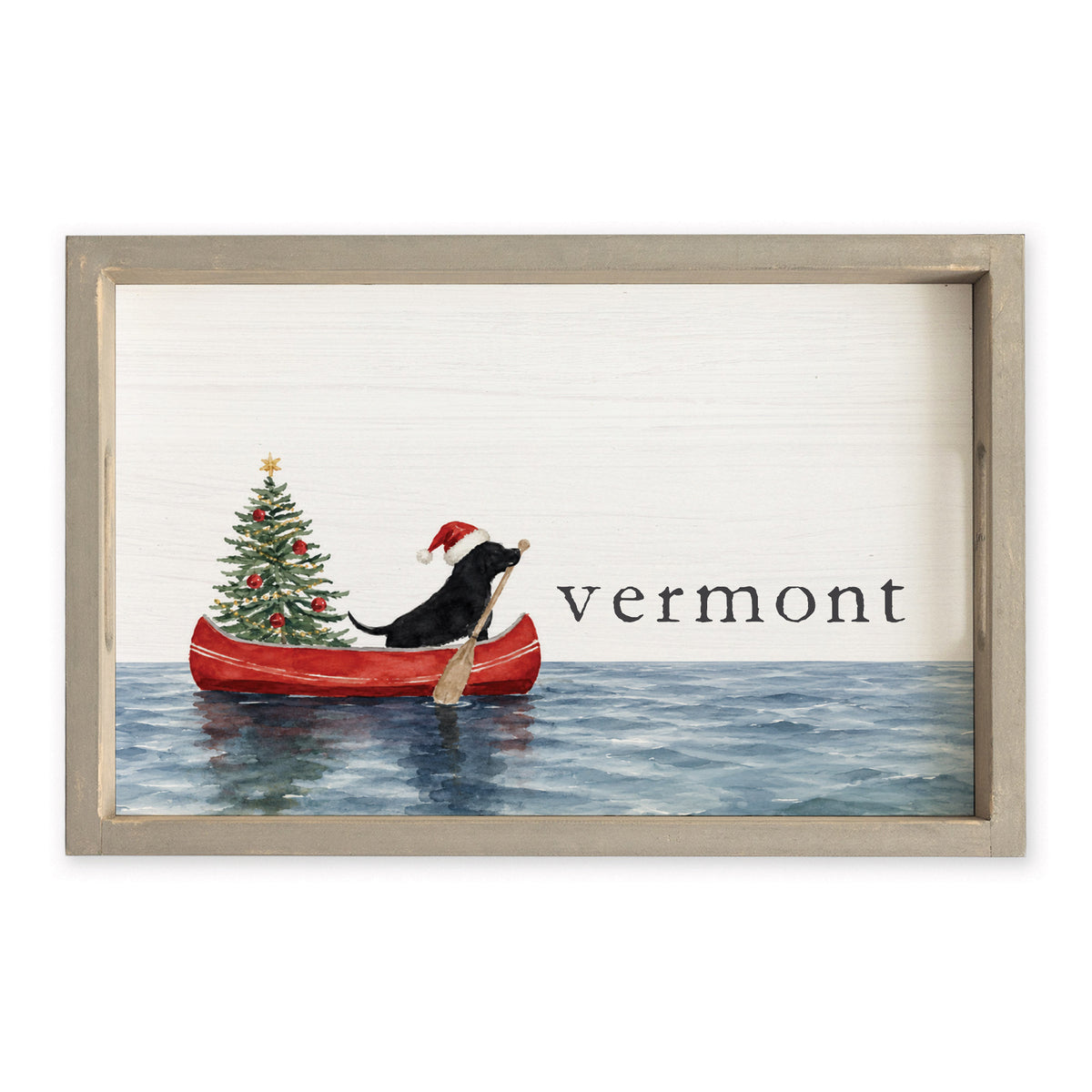 Christmas Dog Canoe Personalized Serving Tray