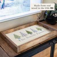 Coastal Cottage Christmas Trees Personalized Serving Tray