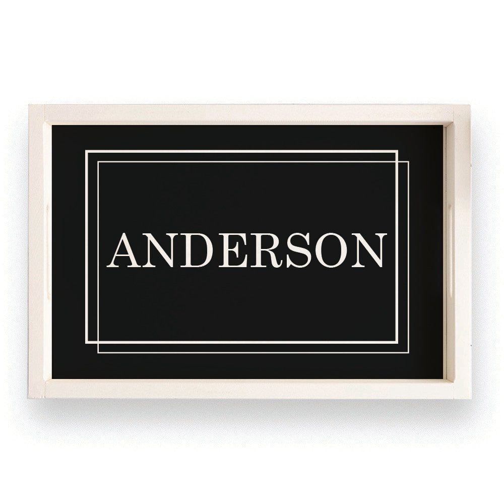Classic Black Personalized Serving Tray