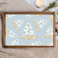Hydrangea Sailboat Serving Tray
