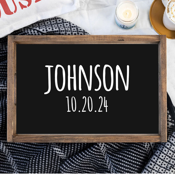 Your Word & Date Personalized Wooden Serving Tray