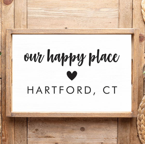 Our Happy Place Personalized Wooden Serving Tray