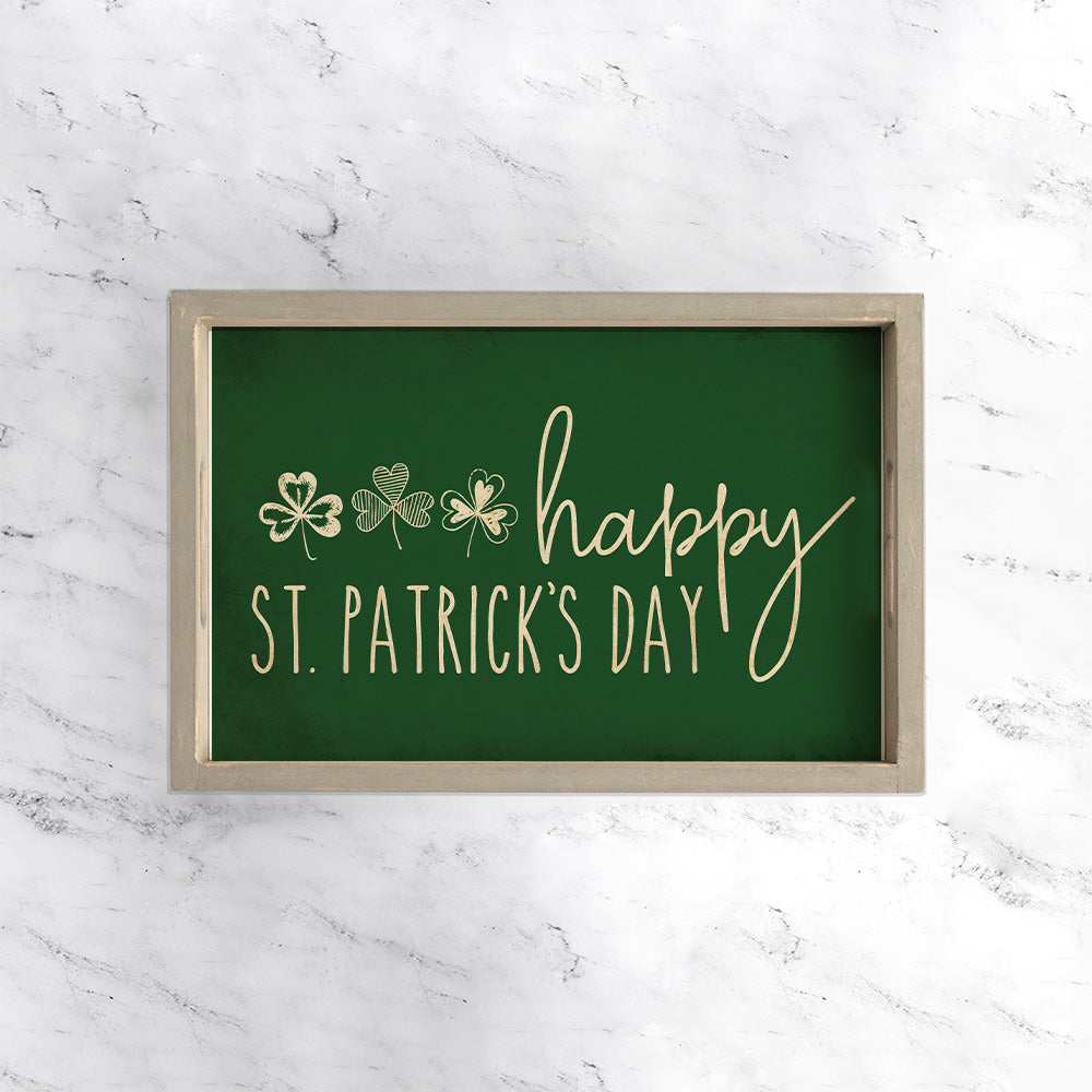 Green St Patrick's Day Wooden Serving Tray