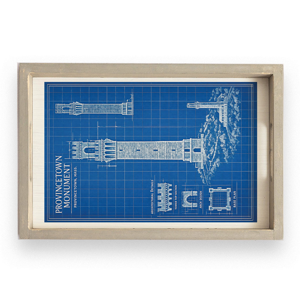 Provincetown Monument Blueprint Serving Tray