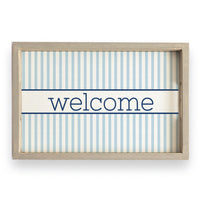 Light Blue Stripes Personalized Serving Tray