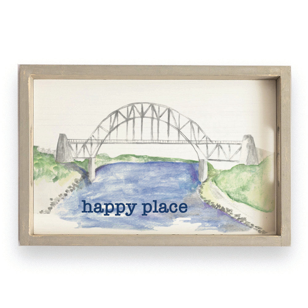 Watercolor Bridge Personalized Serving Tray