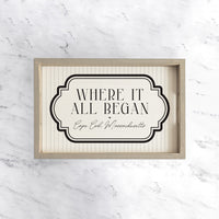 Where it All Began Striped Personalized Wooden Serving Tray