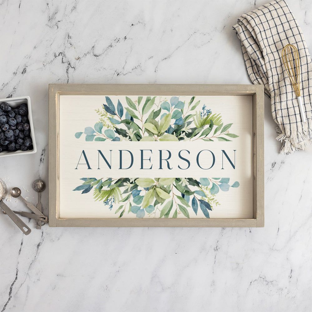 Greenery Personalized Serving Tray