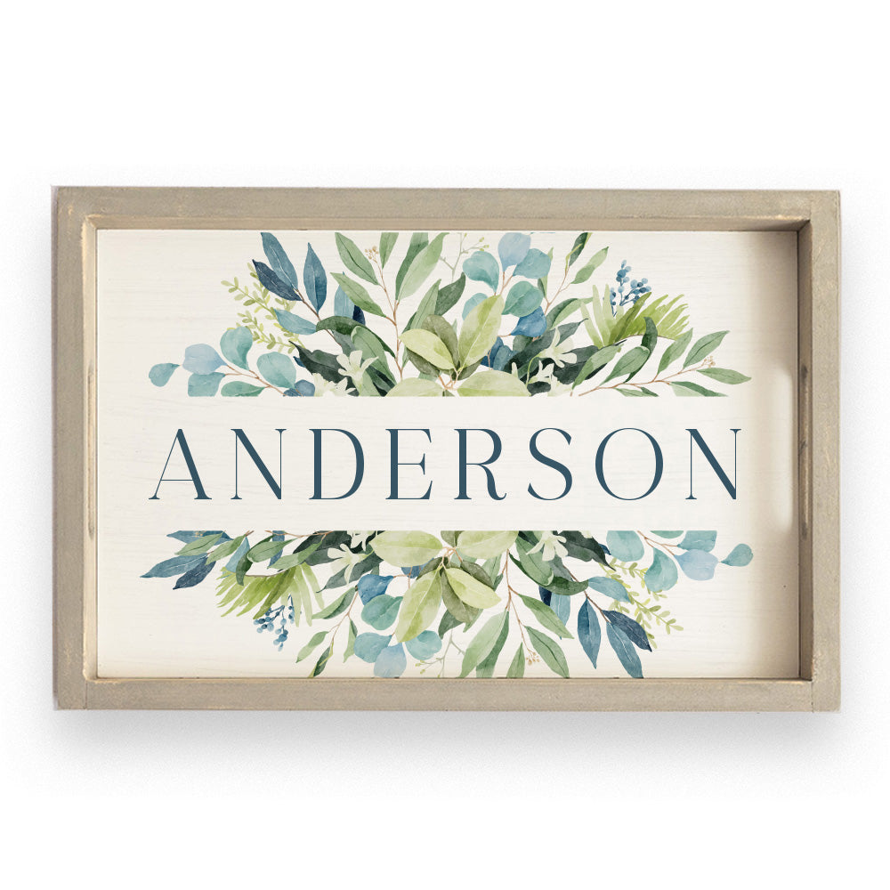 Greenery Personalized Serving Tray