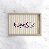 Mardi Gras Striped Wooden Serving Tray