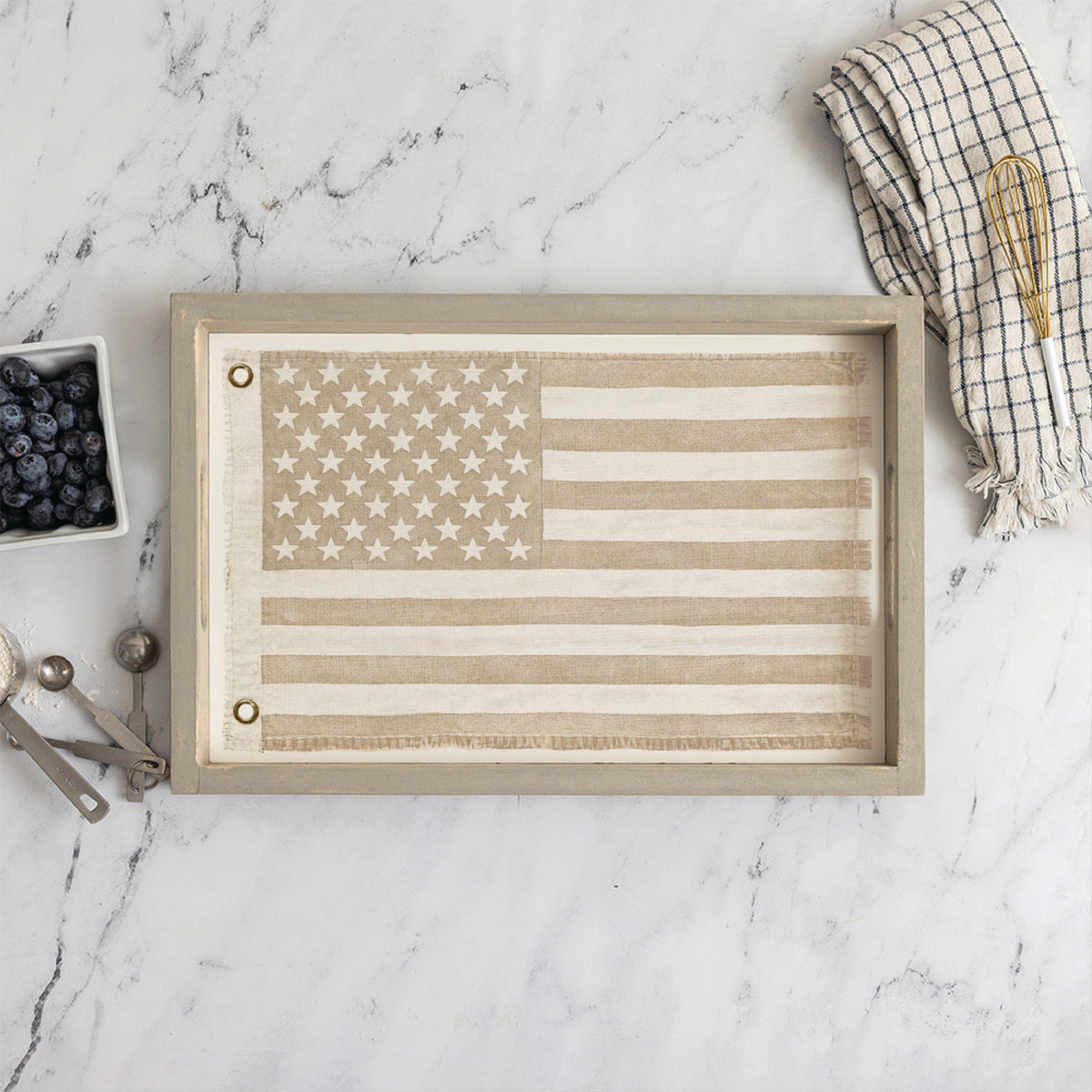 American Vintage Flag Whitewash Serving Tray