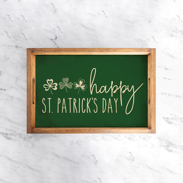 Green St Patrick's Day Wooden Serving Tray