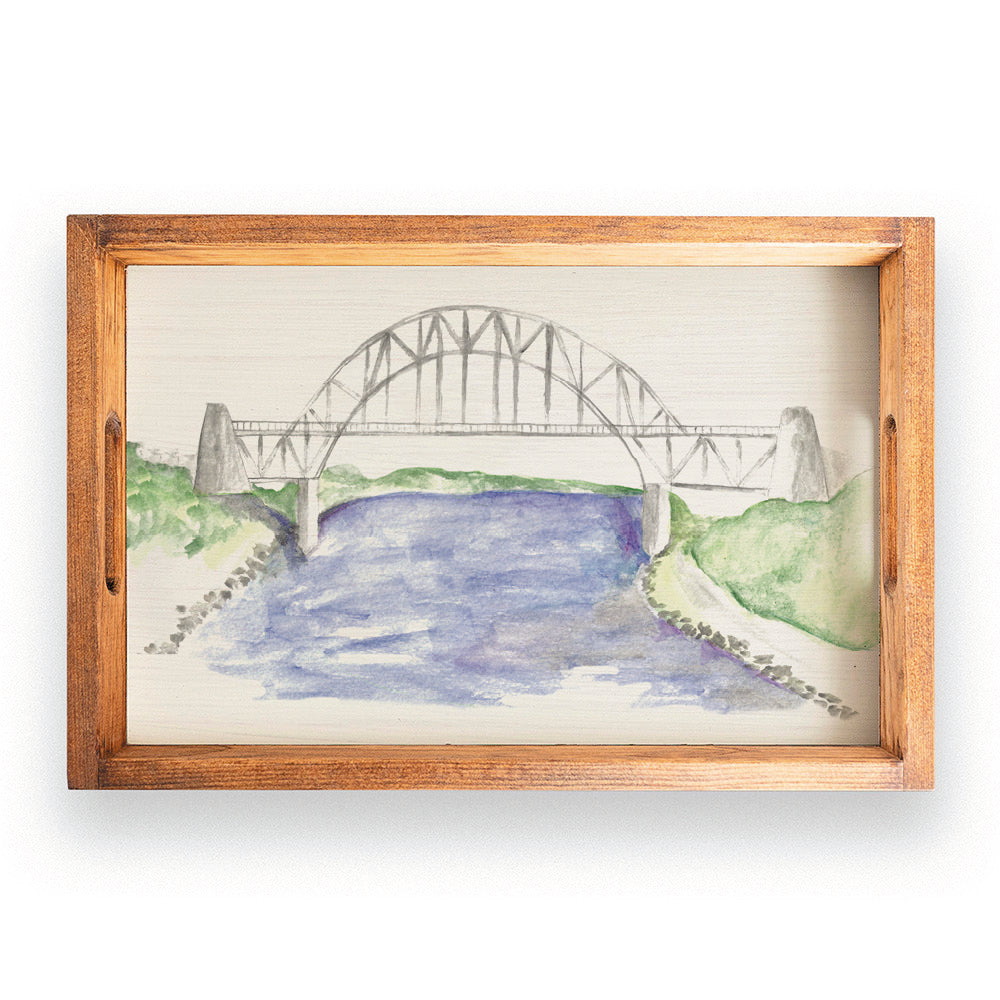 Watercolor Bridge Serving Tray