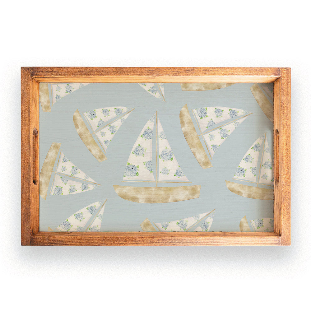 Hydrangea Sailboat Serving Tray