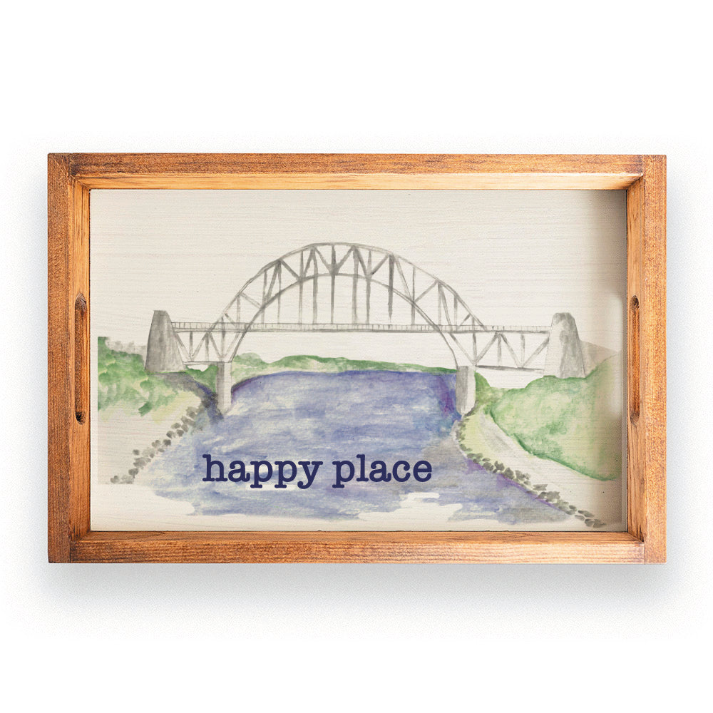 Watercolor Bridge Personalized Serving Tray