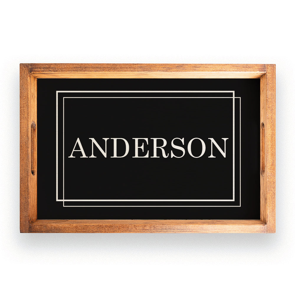 Classic Black Personalized Serving Tray